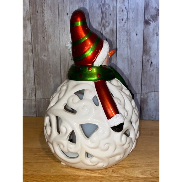 Home Reflections 7” Porcelain Snowman Flameless Candle Luminary Battery Operated - Picture 4 of 8